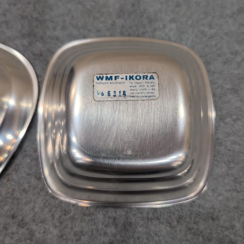 WMF Ikora Silverplate Dishes Set of 2 MCM Germany Square Triangle EP Brass image 4