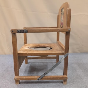 Vintage Wooden Potty Chair Kitten Graphic Mid Century Toddler Training Seat image 2