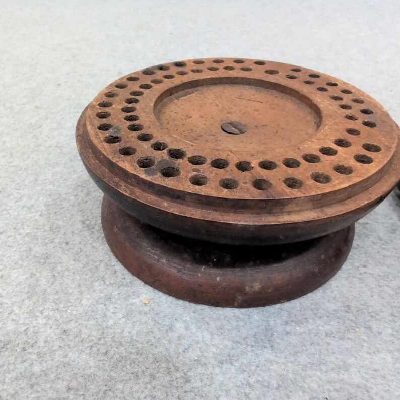 Antique Revolving Wooden Drill Stand and Hand File Set Watchmaker Jeweler Tools image 2