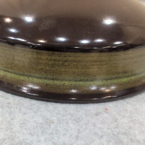 Franciscan Brown Glazed Ceramic Bowl with Green Band Mid Century Modern image 7