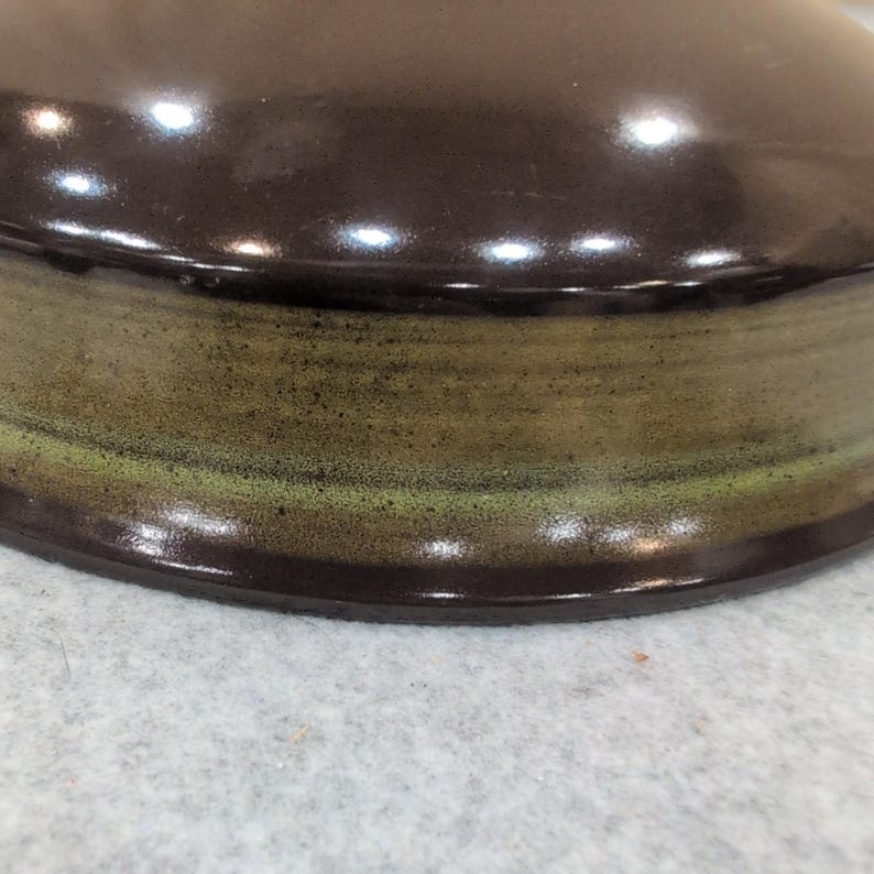 Franciscan Brown Glazed Ceramic Bowl with Green Band Mid Century Modern image 7