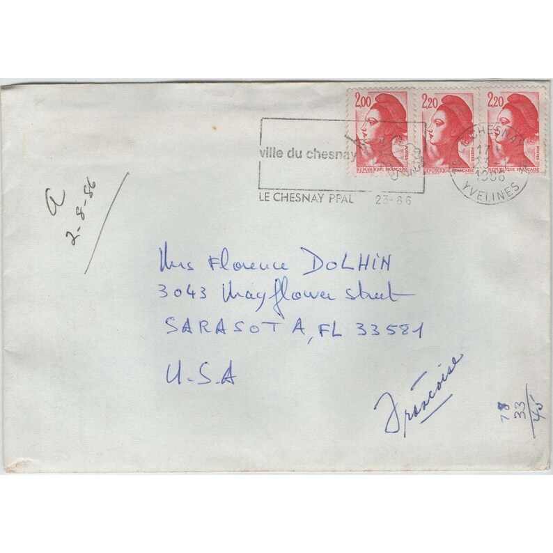 Konvolut von 13 Vintage-Briefumschlägen mit Poststempeln aus Sarasota, Florida, aus den 1950er- bis 1980er-Jahren Bild 10