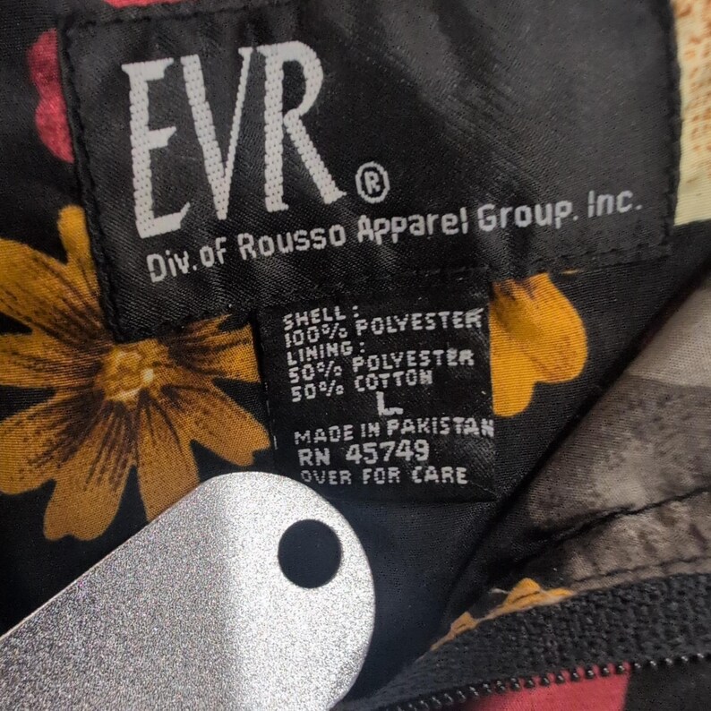 Vintage EVR Women's Lightweight Abstract Print Bomber Jacket Size Large image 3