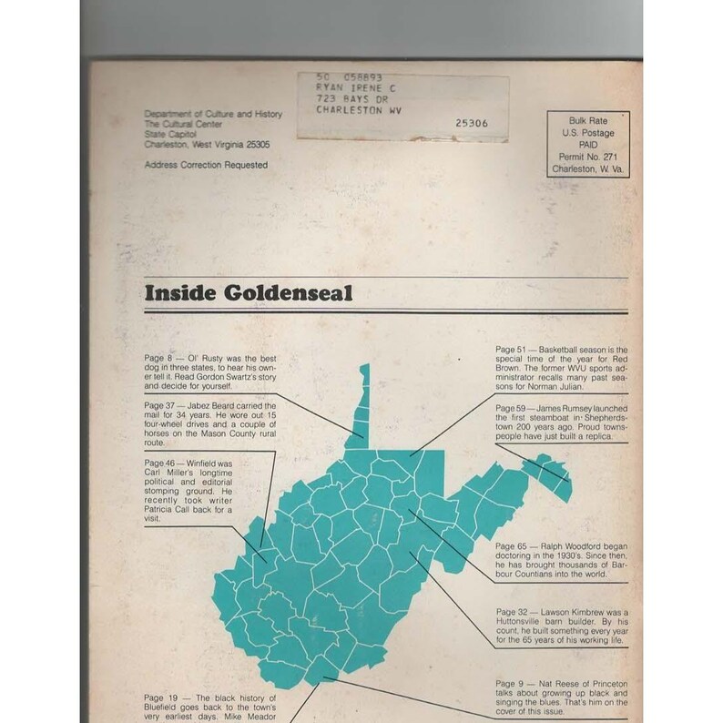 Goldenseal West Virginia Traditional Life Magazine Inverno 1987 Nat Reese VTG immagine 2