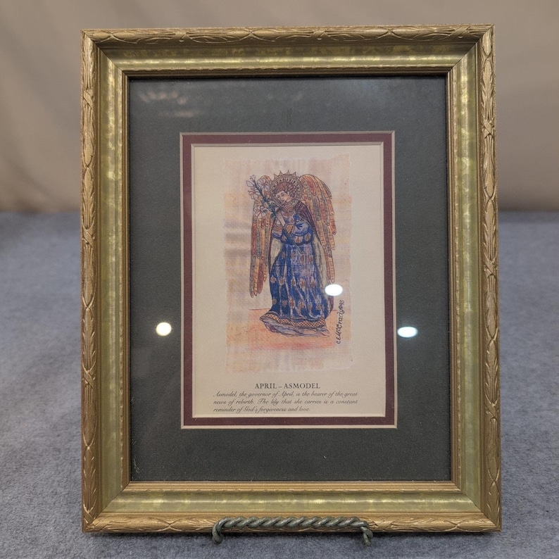 Framed Art Print April Asmodel Angel Artwork Religious Inspirational 12" × 9.5" image 1