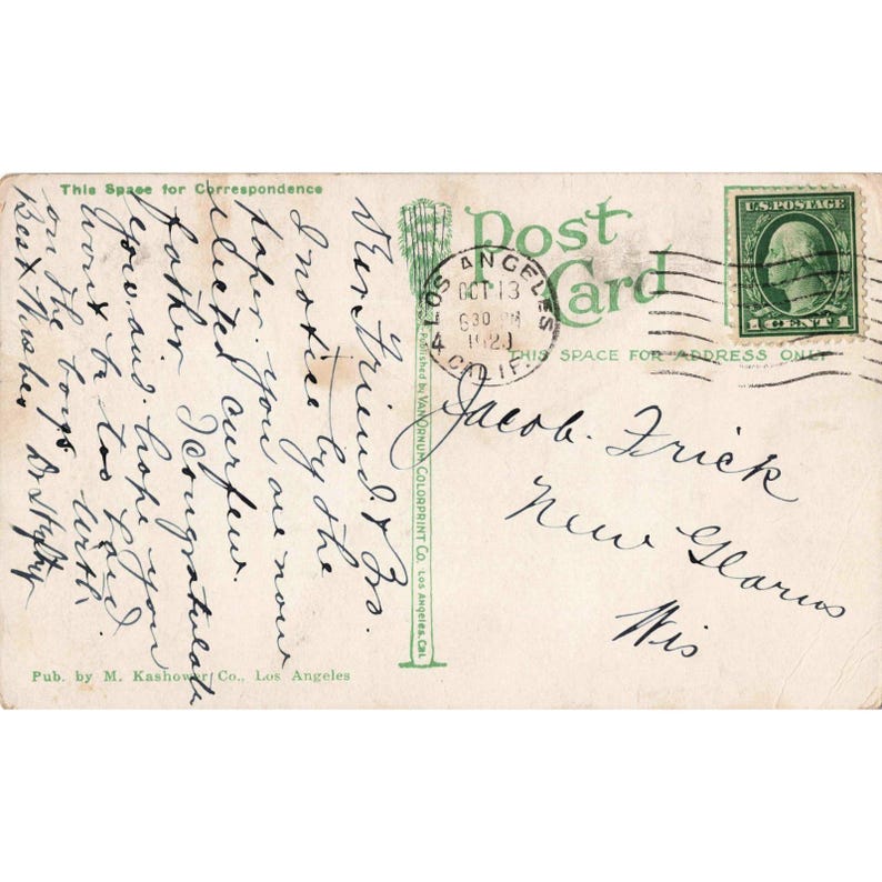 Vtg 1924 Los Angeles CA Postcard Broadway North 7th St Orpheum Theatre RPO image 2