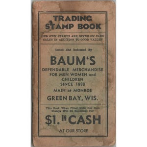 Vintage Baum's Trading Stamp Book Green Bay Wisconsin Green Stamps Booklet image 1