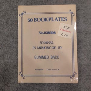 Lot of 50 Blank Vintage Abingdon Hymnal Bookplates Memorial In Memory Of image 2