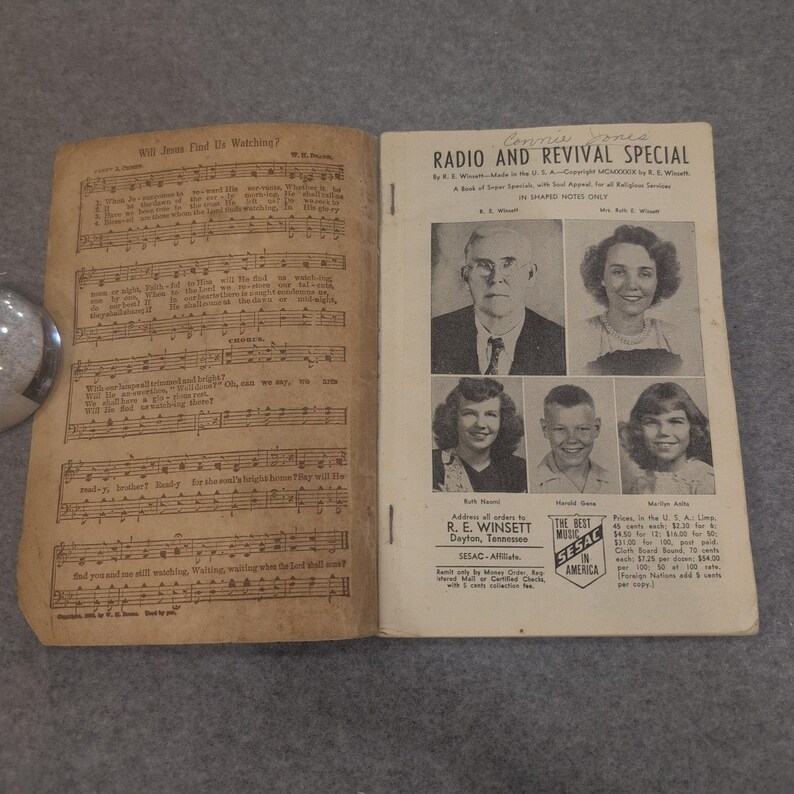 1939 Radio and Revival Special Hymn Book R. E. Winsett Shaped Notes Tennessee image 3