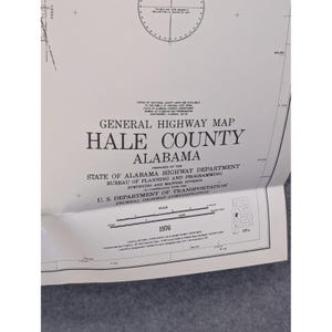 VTG 1976 Hale County Alabama General Highway Map Bureau Surveying 26" x 18" image 2