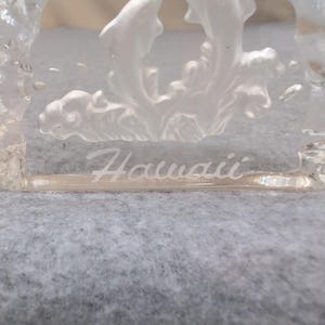 Frosted Glass Dolphin Hawaii Souvenir Paperweight Clear Textured Figurine image 2