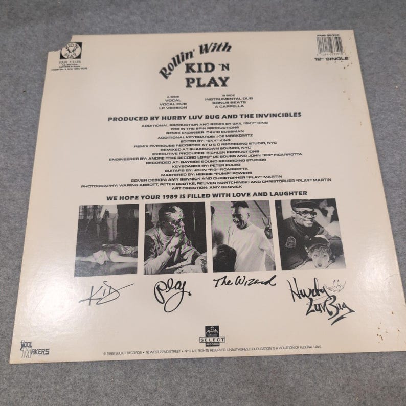 Kid N Play Rollin With Kid N Play 12 Inch Vinyl Single 1989 Promo FMS62335 VG image 2