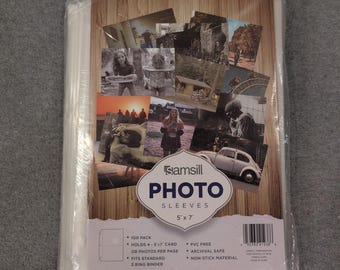 Fundas para fotos Samsill de 5x7 pulgadas, paquete de 100 unidades, transparentes, para carpetas de 3 anillas, protectores de páginas 41238