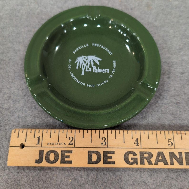 La Palmera Parrilla Restaurant Argentina Ceramic Ashtray Green Ceramicas Argenti image 2