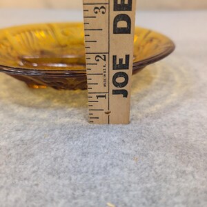 Vintage Amber Glass Divided Relish Dish Peacock Eye Pattern Tab Handle Serving image 6