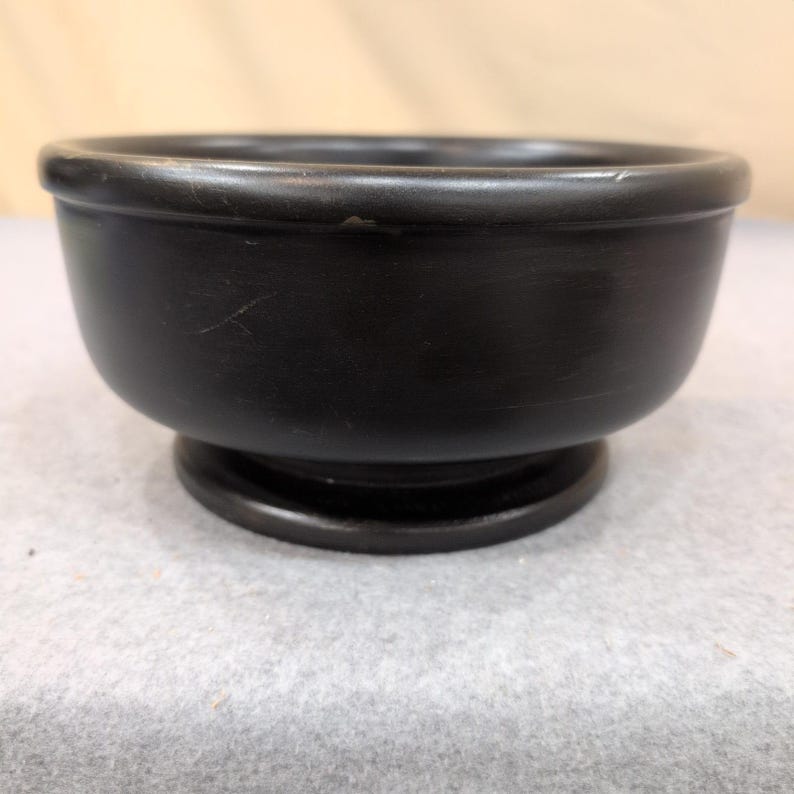 Vintage svart träpiedestalskål rund fot dekorativ catchall-skål bild 1