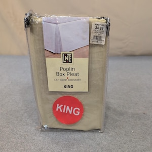 LNT Home King Poplin Box Pleat Bedskirt Hay 14 Inch Drop New image 1