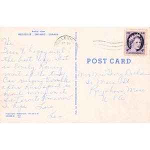 Stara pocztówka z widokiem z lotu ptaka, Belleville, Ontario, Kanada, 1961, stempel pocztowy VG Chrome zdjęcie 2