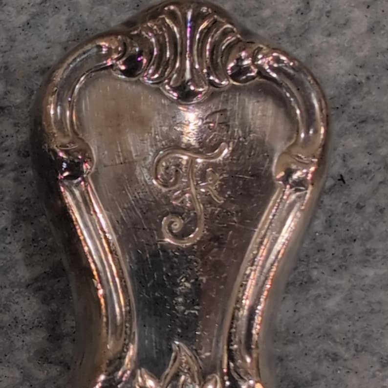 Old Company Plate Signature Rose Silverplate Flatware Set 13pc Monogrammed F image 3