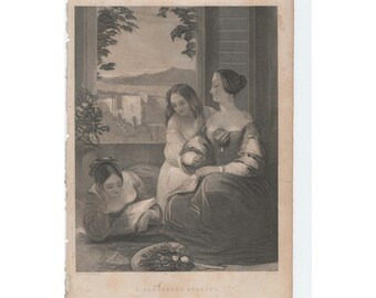 Antieke staalgravure Een gevaarlijke student E Cattermole H Cook Grahams Magazine
