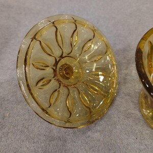 Vintage Anchor Hocking Amber Pressed Glass Footed Candy Dish with Lid Bowl image 3