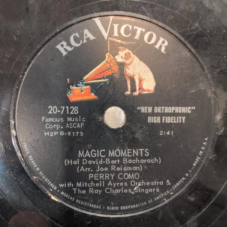 Perry Como Catch a Falling Star Magic Moments 10 inch 78 RPM RCA Victor VG afbeelding 2