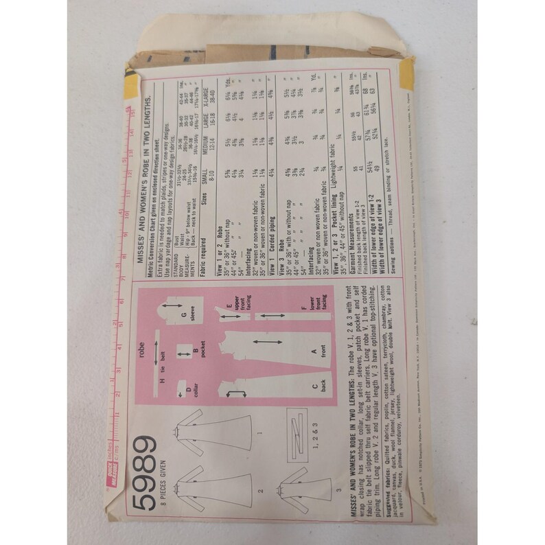 Simplicity 5989 Misses Robe Sewing Pattern Long or Short Lengths VTG 8-10 UC/FF image 2