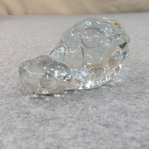 Vintage Clear Textured Art Glass Bubble Turtle Figurine Paperweight MCM image 1