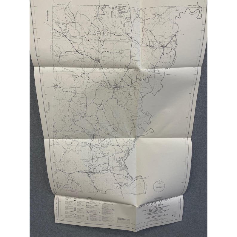 VTG 1980 General Highway Map Choctaw County Alabama 28" x 18" Butler Gilbertown image 1