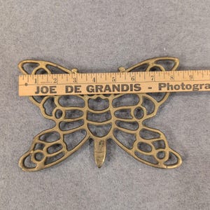 Vintage Solid Brass Butterfly Trivet Decorative Wall Hanging Gold Tone NA311 image 5