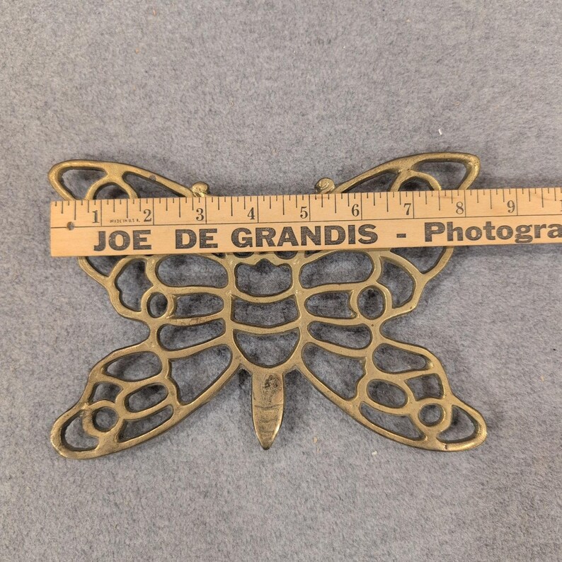 Vintage Solid Brass Butterfly Trivet Decorative Wall Hanging Gold Tone NA311 image 5