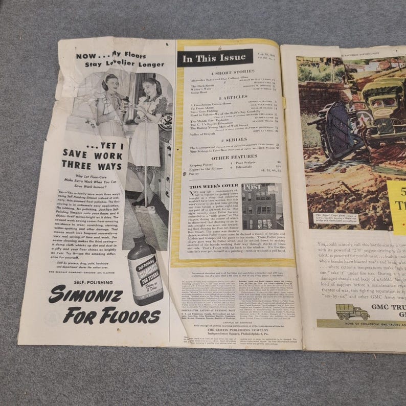 The Saturday Evening Post August 18 1945 John Falter Cover WWII Era Magazine image 2