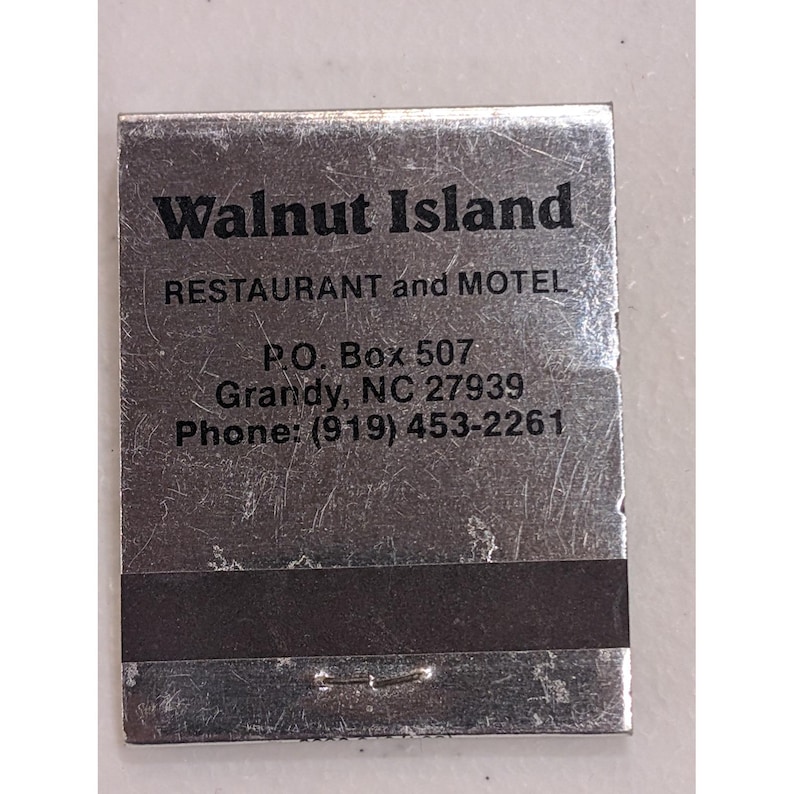 Walnut Island Restaurant Motel Grandy NC Vintage Matchbook Coastal News VA image 1