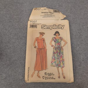 Simplicity 8007 Vintage 1987 Misses Dress Sewing Pattern Size HH 6 8 10 12 Easy image 1