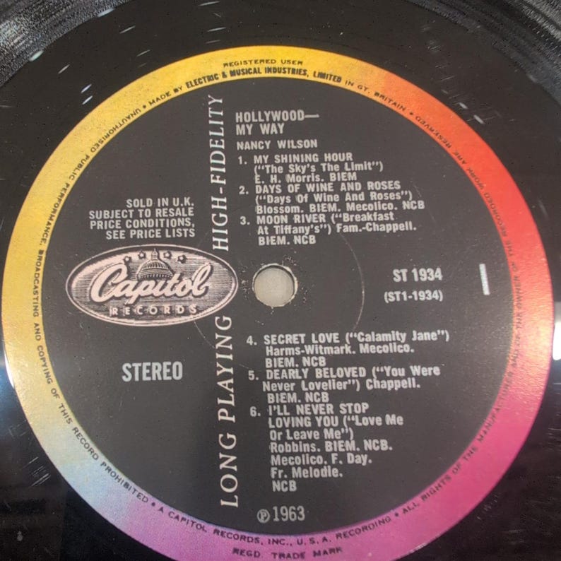 Nancy Wilson Hollywood My Way Vinyl LP 1963 Capitol ST 1934 Stereo Jazz Pop image 4