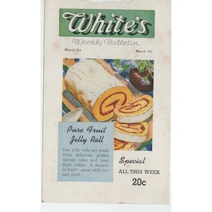 Vintage Whites Wochenbulletin Biskuitrolle SS Kaiserin von Großbritannien Tomatenaspik Bild 1