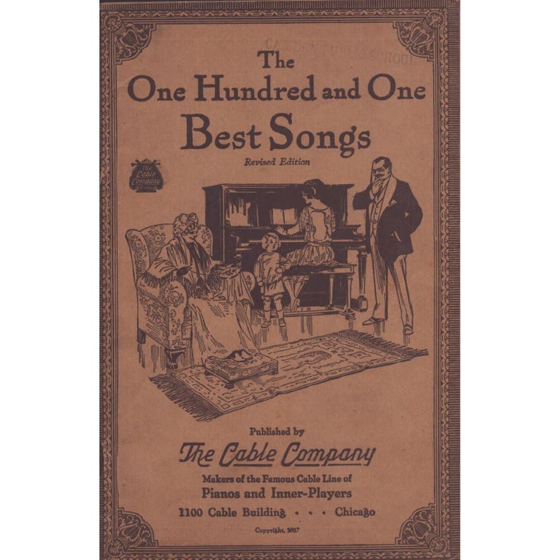 1927 The One Hundred and One Best Songs Revised Edition Cable Company Chicago image 1