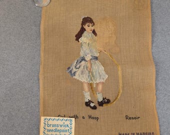Brunswick Needlepoint Canvas Renoir Girl with a Hoop P-965 Made in Madeira