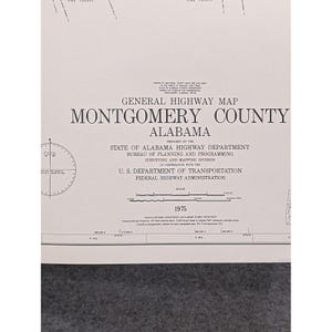 1975 Montgomery County Alabama Highway Map VTG Road Travel Cartography 28" x 18" image 2