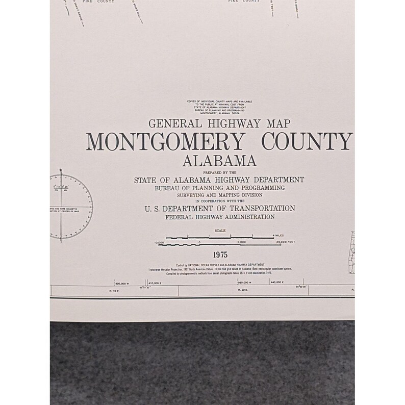 1975 Montgomery County Alabama Highway Map VTG Road Travel Cartography 28" x 18" image 2