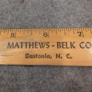 Vintage Matthews-Belk Co Gastonia NC Wooden Advertising Ruler Made in USA image 1