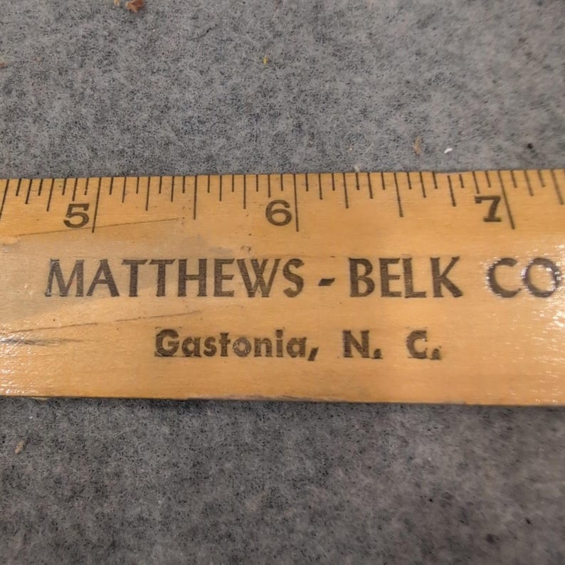 Vintage Matthews-Belk Co Gastonia NC Wooden Advertising Ruler Made in USA image 1