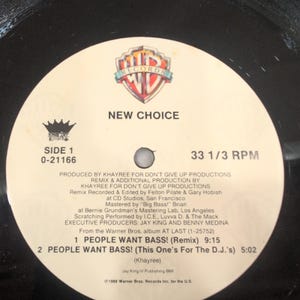 New Choice People Want Bass 12" Vinyl Maxi-Single 1988 Warner Bros 0-21166 VG image 4