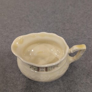 Vintage Creamer Pitcher Ceramic Floral Window Scene Embossed Cream Made in USA image 4