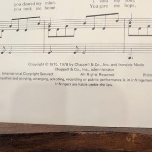 Partitura de You Needed Me de Randy Goodrum y Anne Murray Capitol Records 1978 imagen 2