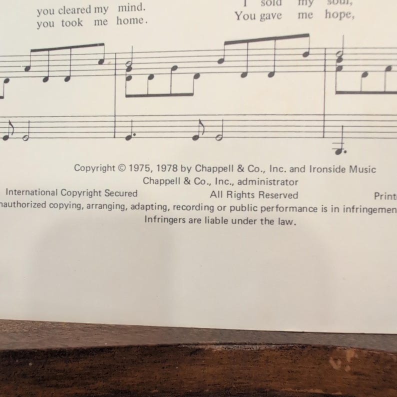 Partitura de You Needed Me de Randy Goodrum y Anne Murray Capitol Records 1978 imagen 2