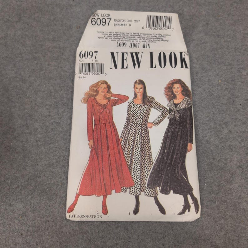 New Look 6097 Misses Dress Sewing Pattern Sizes 8-18 Collar Variations Uncut image 1
