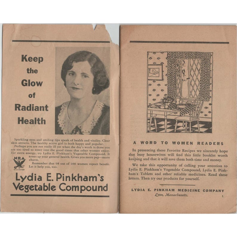 Vintage Lydia E Pinkham Favorite Recipes Booklet Medicine Advertising 1930s NRA image 3