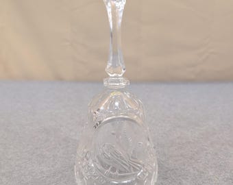 Vintage Frosted Bird Glass Dinner Bell Clear Pressed Crystal Style Chime