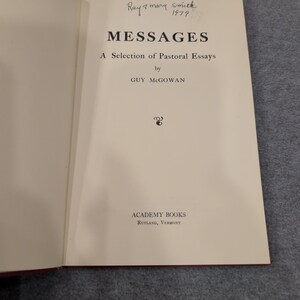 Messages A Selection of Pastoral Essays Guy McGowan Academy Books 1978 Hardcover image 4